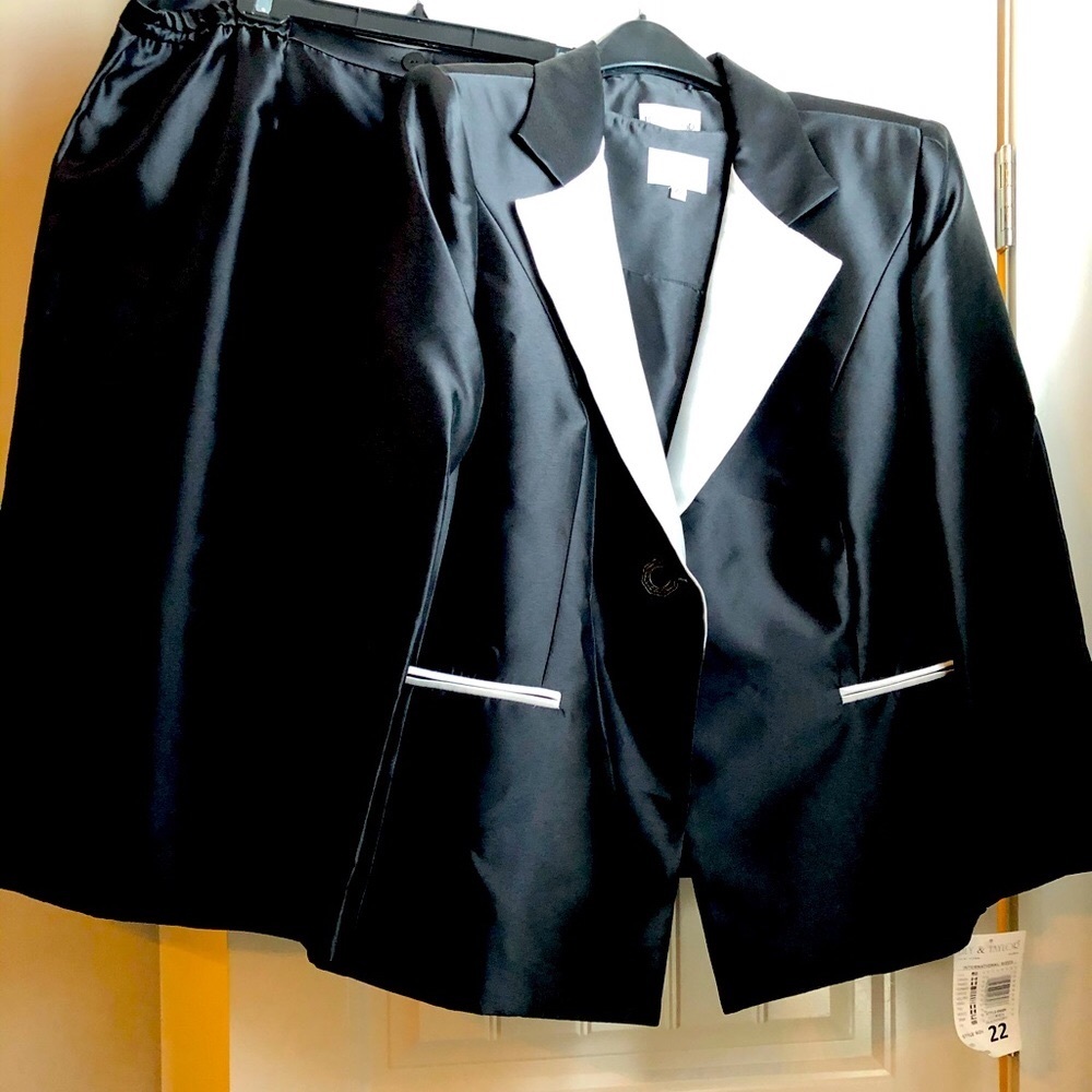 Black and white three piece suit